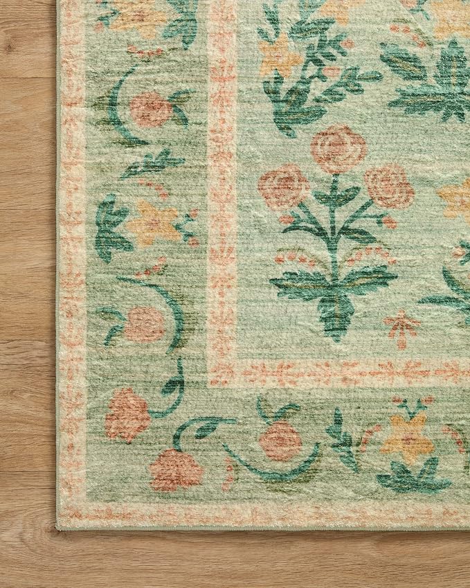 Loloi Rifle Paper Co. Eden Collection EDE-01 Mughal Rose Moss 2'-0" x 5'-0" - Image 5