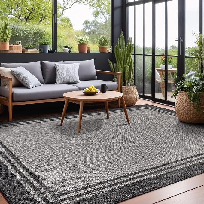 Bordered Outdoor Rug 5x7 Washable Outside Carpet - Image 10