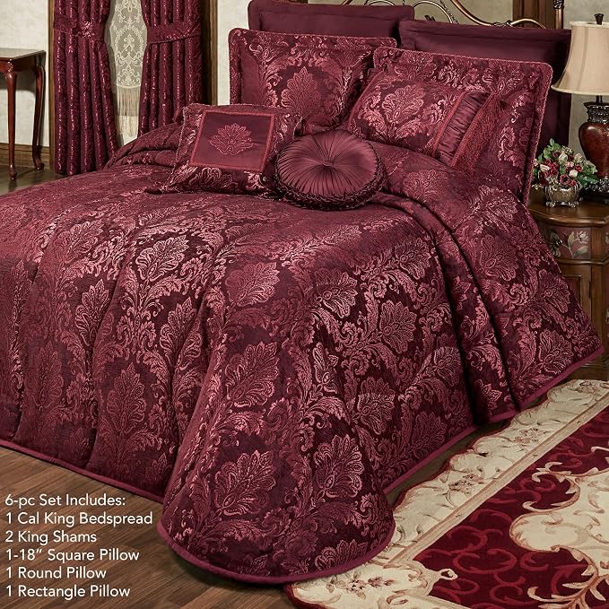 Touch of Class Camelot Luxury Bedding | Robust Burgundy | Matte Satin Damask | - Image 2