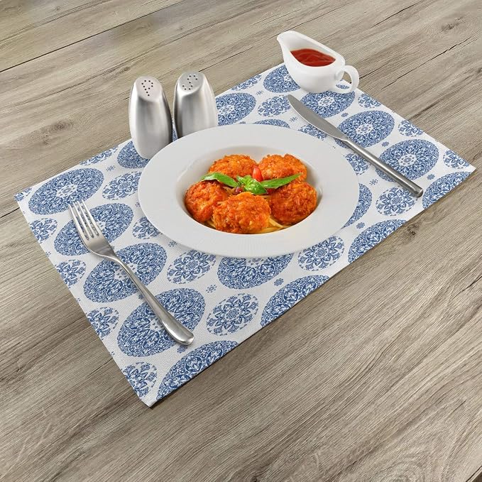 Ambesonne Vintage Place Mats Set of 4, French Country Style Floral Circular - Image 2