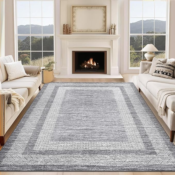 GarveeHome Modern Geometric Area Rug 5x7 Distressed Bordered Rug Washable Non by GarveeHome
