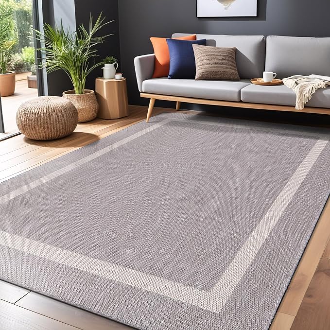 Bordered Outdoor Rug 8x10 Washable Outside Carpet - Image 5