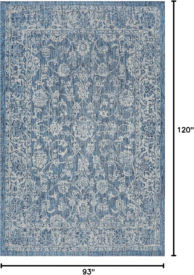 JONATHAN Y Weave Floral Indoor Outdoor Area Rug 8X10 Navy/Gray, Tela Bohemian - Image 2