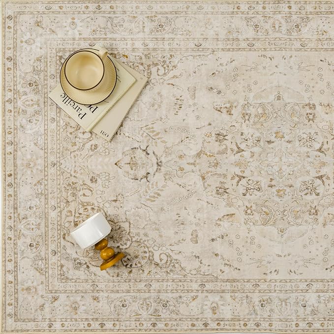 Brown 2x3 Area Rug Washable Vintage Small Carpet - Image 9