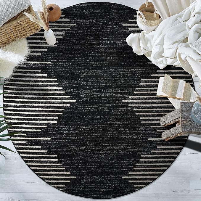 Rugshop Bohemian Stripe Stain Resistant High Traffic Living Room Kitchen - Image 9