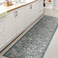 JONATHAN Y Weave Floral Indoor Outdoor Runner Rug 2X8 Teal/Gray, Tela Bohemian by JONATHANY