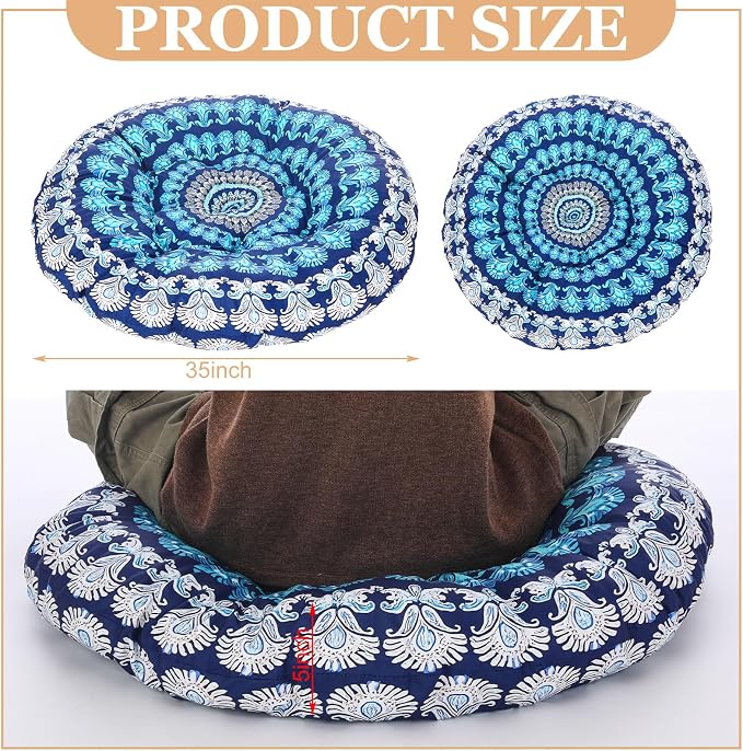 35" Large Mandala Floor Cushion Round Meditation Floor Pillow Cushion - Image 3
