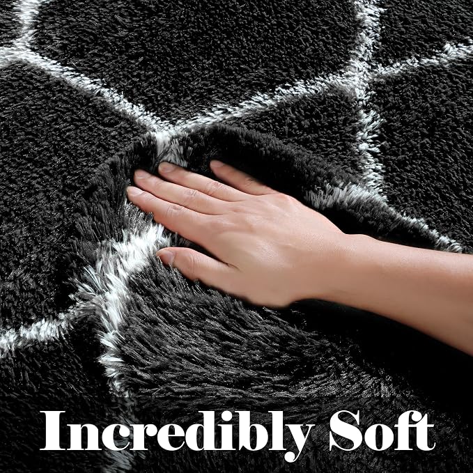 ONASAR 6x9 Area Rugs for Living Room Bedroom, Washable Large Fluffy Black and - Image 4
