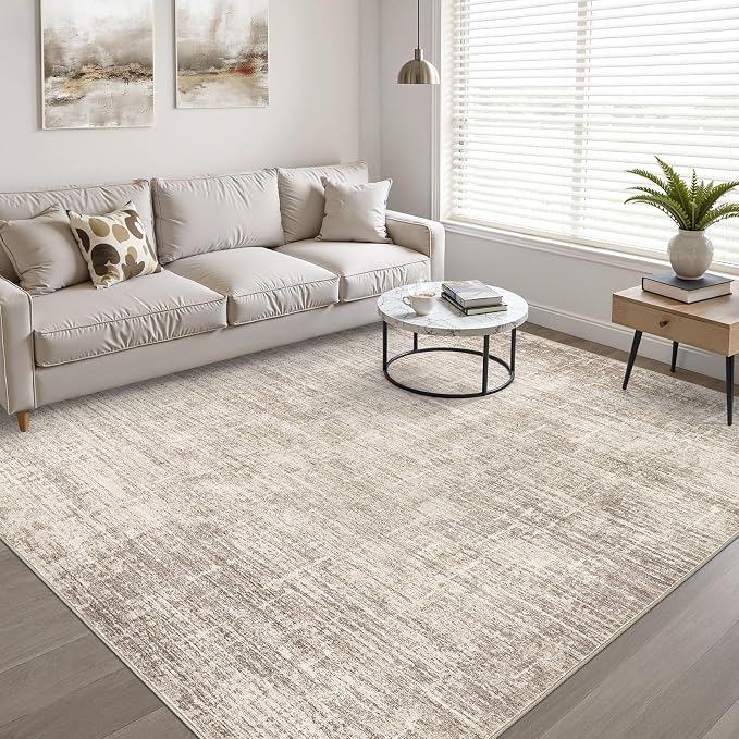 4x6 Rug Washable Area Rugs: Neutral Abstract Soft Modern Stain Resistant Small - Image 6