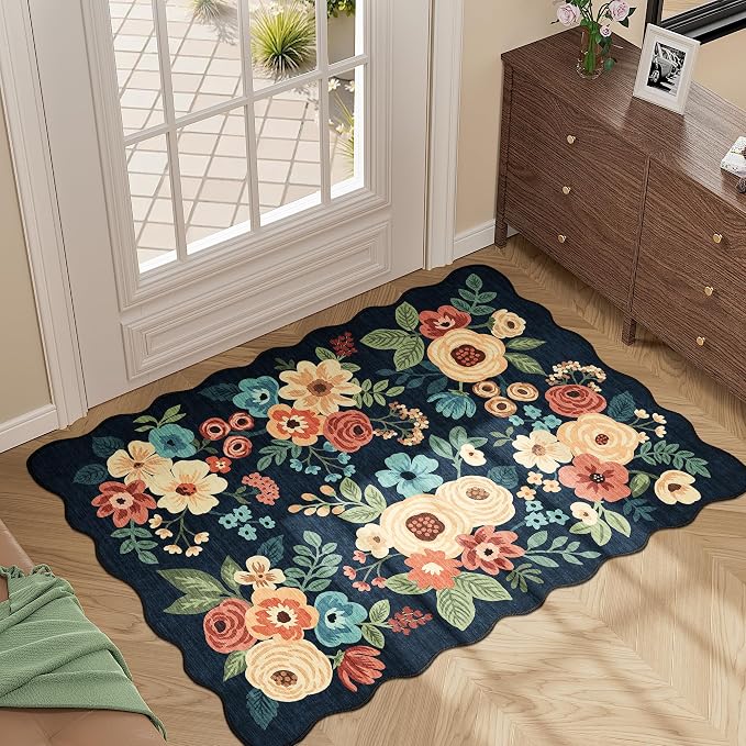 DUKINO 2x3 Entryway Rug, Floral Washable Indoor Door Mat - Image 2