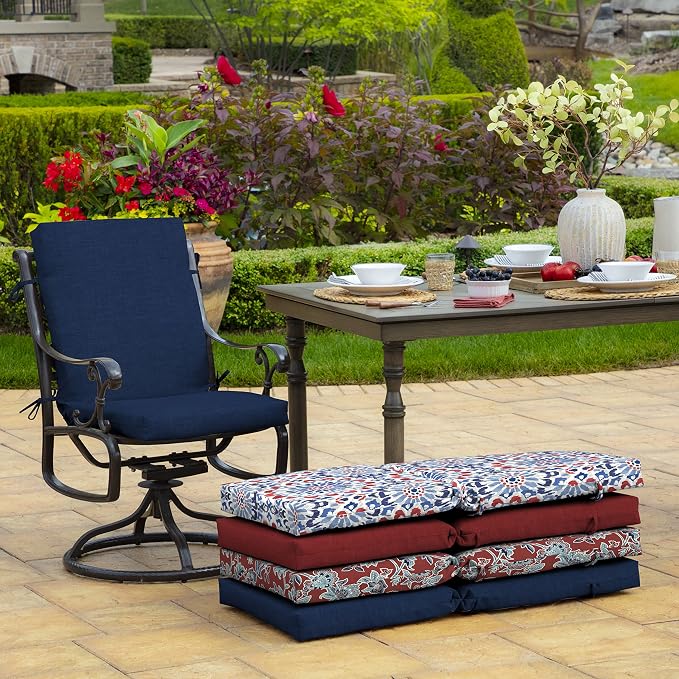 Arden Outdoor Midback Chair Cushion, 18 x 16.5, Sapphire Blue Leala - Image 4