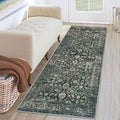 KUTA Runners for Hallways 2x6 Dark Green, Vintage Floral Rug Non-Slip Washable by KUTA