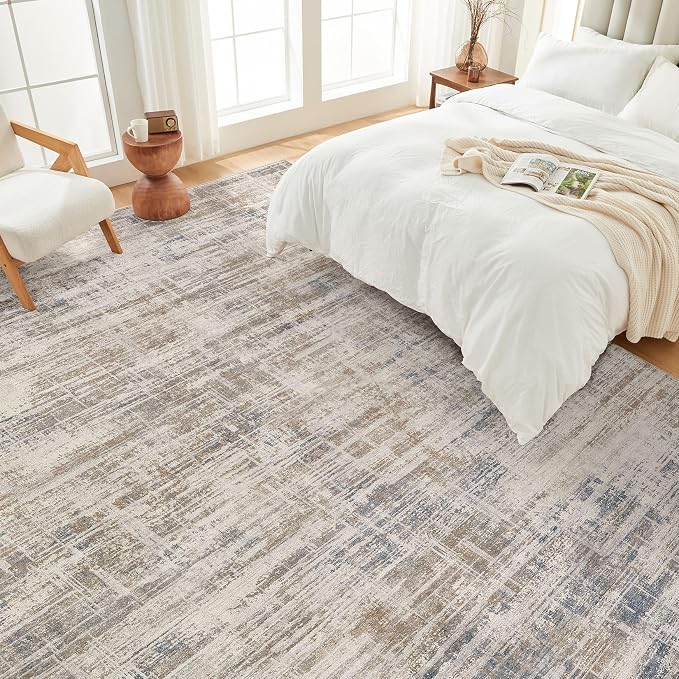Area Rug for Living Room: 12x15 Washable Neutral Abstract Modern Soft Rugs Non - Image 2