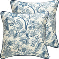 ISAENNE Design Linen Square Throw Pillow Covers 18"x18" Pack of 2, French by Isaennehomedecoration