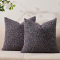 Decorative Couch Throw Pillow Covers 20x20 Set of 2 Purple Striped Soft Wool by Allorry
