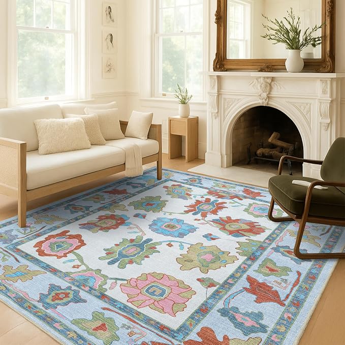 Fame Living Colorful Oushak Runner Rug, Modern Runners, Long Runner Rugs - Image 8