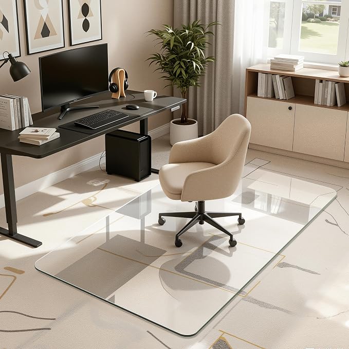 Antok Tempered Glass Chair Mat, Heavy Duty 0.2" Desk Chair Mat - Image 2