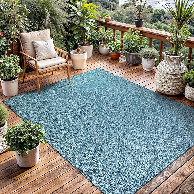 Washable Indoor Outdoor Rug Weather Resistant Carpet Modern Solid - Image 4