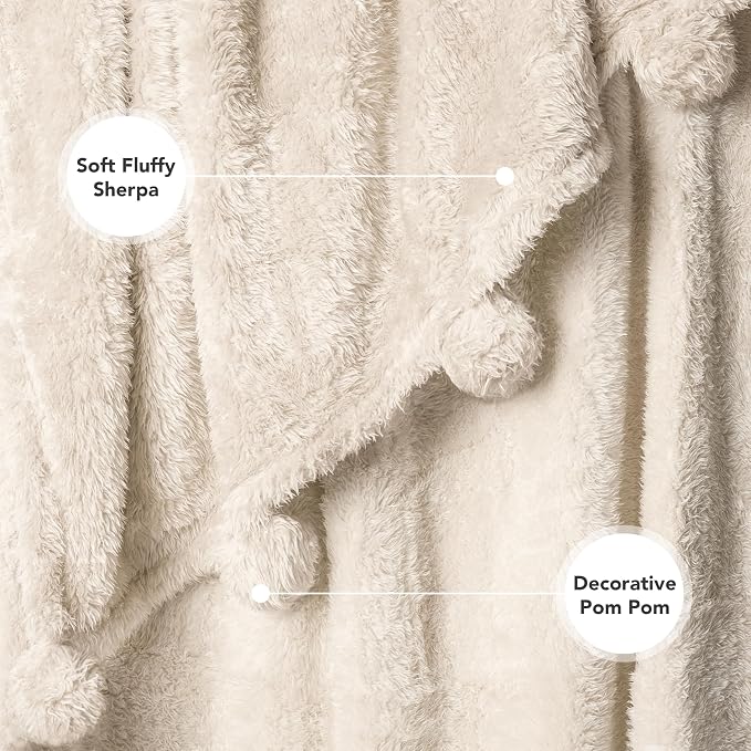 PAVILIA Cream Sherpa Throw Blanket - Image 3