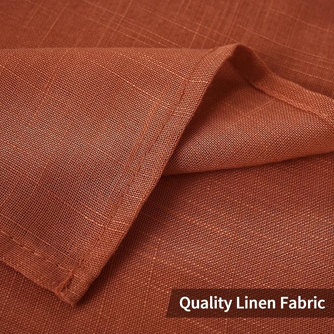 MIULEE Burnt Orange 2 Panels 84 Inch Long Farmhouse Linen Sheer Window Curtains - Image 3