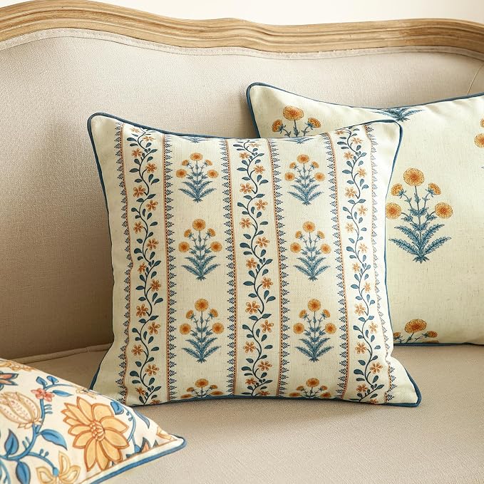 ISAENNE Design Square Simple Elegant Linen Throw Pillow Covers 18"x18" Pack of 2 - Image 2