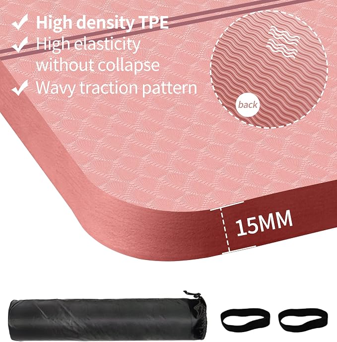 nuveti Large Exercise Mat - 15mm/20mm/30mm Thick Yoga Mat | Workout Mat - Image 2