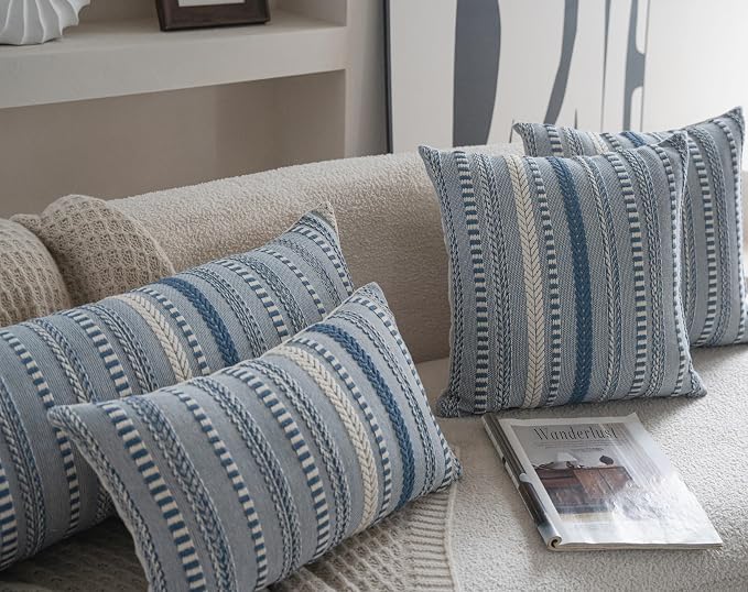 Boho Throw Pillow Covers 12x20 Inch Set of 2, Farmhouse Decorative Couch Pillow - Image 3