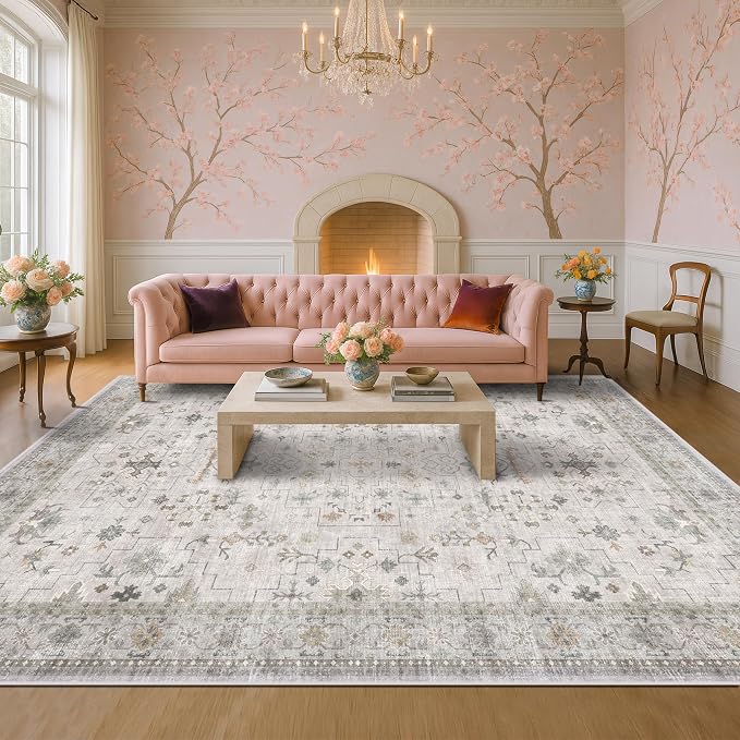 Boho Light Grey Living Room Rug 10x14 - Image 6