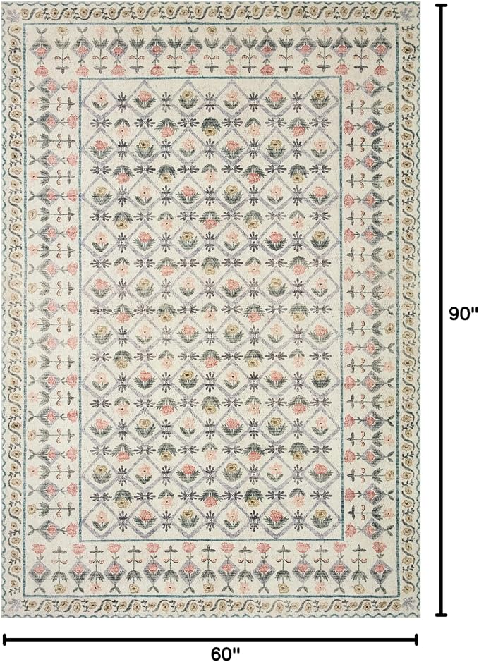 Loloi Rifle Paper Co. Eden Collection EDE-03 Lattice Ivory 5'-0" x 7'-6" Area - Image 2