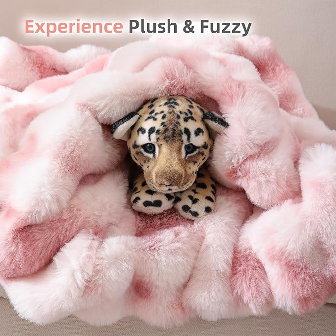 Smoofy Faux Fur Throw Blanket for Couch Rabbit Fleece - Image 7