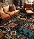 YIHOUSE Rustic Cabin Area Rug 6x9, Machine Washable Lodge Bear Rug, Non-Slip by YIHOUSE