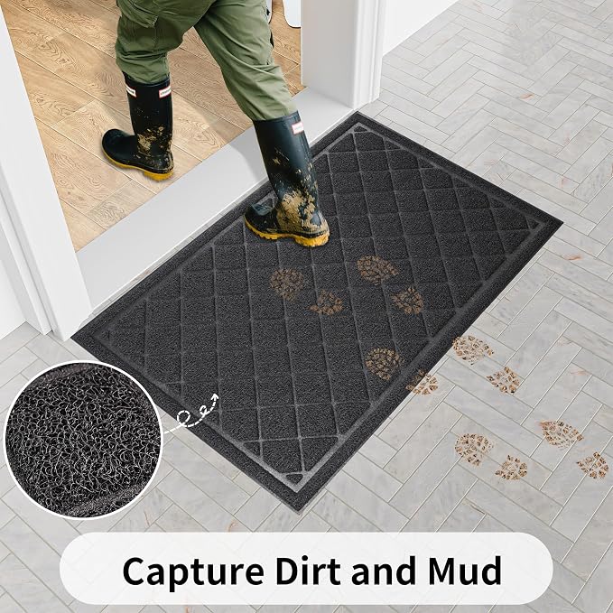 Front Door Mat Indoor Outdoor, Heavy Duty Low Profile Entrance Rug - Image 4
