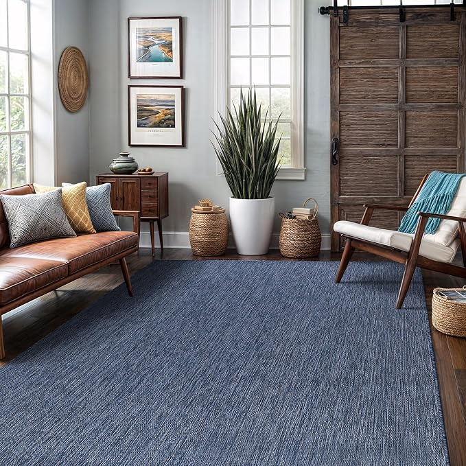 Washable Indoor Outdoor Rug 8x10 Weather Resistant Area Rugs Modern Solid - Image 7