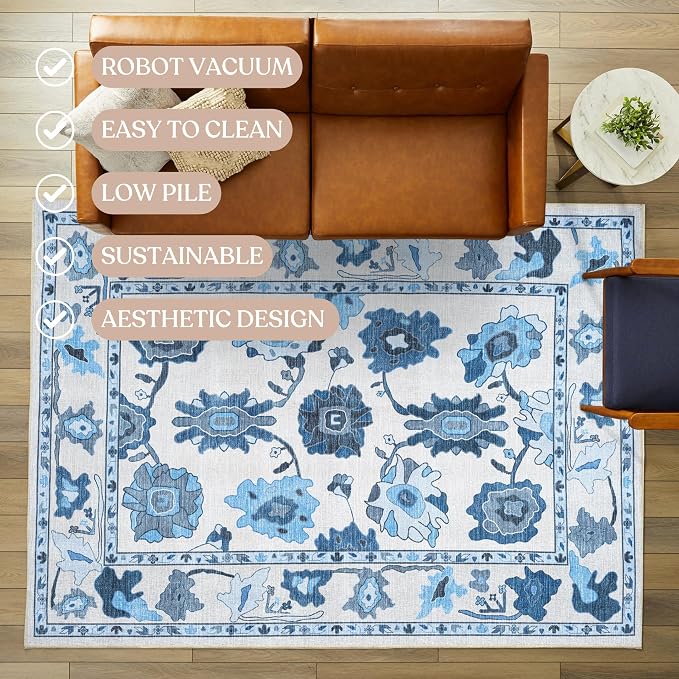 Fame Living Navy Blue Oushak Rug, Modern Rugs, Small Throw, Accent Area Rug - Image 3