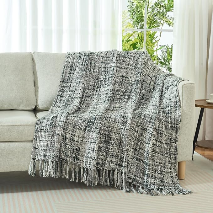 Multi-Color Grey Cable Knitted Throw Blanket - Image 7