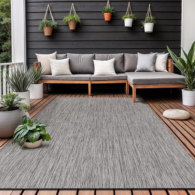 Washable Indoor Outdoor Rug 6x9 Weather Resistant Area Rugs Modern Solid - Image 6