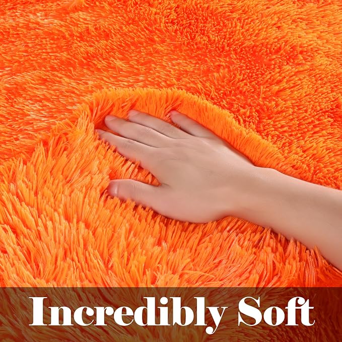 ONASAR Orange Area Rugs for Bedroom Living Room, Washable Fluffy 4x6 Indoor - Image 2