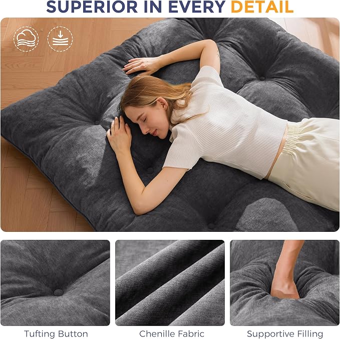MAXYOYO Japanese Floor Mattress Queen Size, Thick Chenille Tatami Mat Sleeping - Image 8