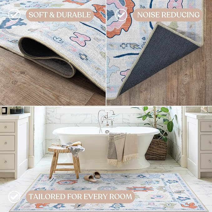 Fame Living Cream Oushak Rug, Large Area Rugs - Image 5
