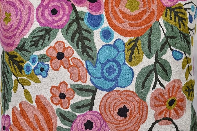 Roses Floral Pillow Cover Flower Farmhouse Chair Cushion Suzani Flowers - Image 3