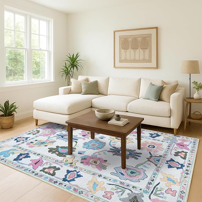 Fame Living Colorful Oushak Rug, Modern Rugs, Small Throw, Accent Area Rug - Image 9