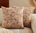 Floral Jacquard Throw Pillow Covers Set of 2, Background/Caramal 18x18 Inch by Unknown