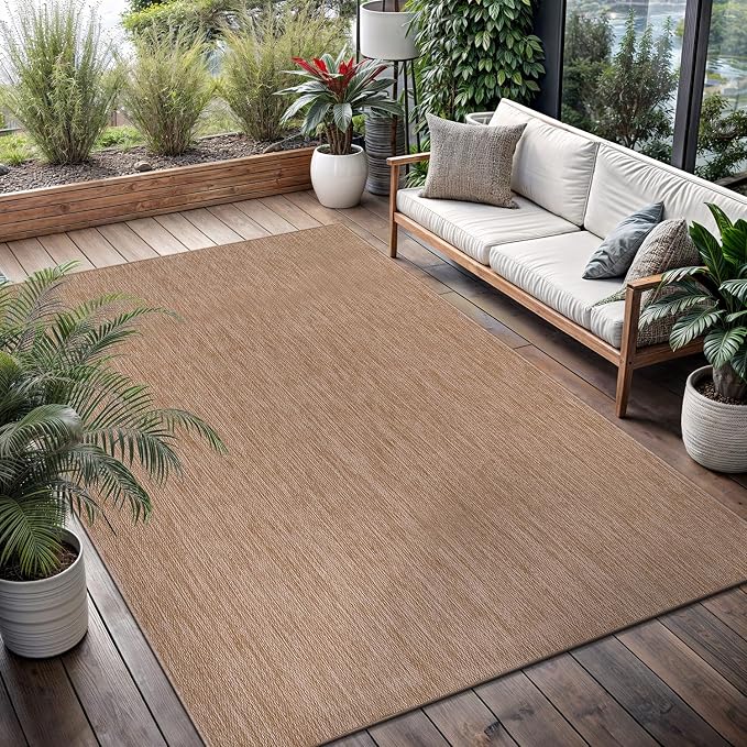 Washable Indoor Outdoor Rug 8x10 Weather Resistant Area Rugs Modern Solid Jute - Image 6
