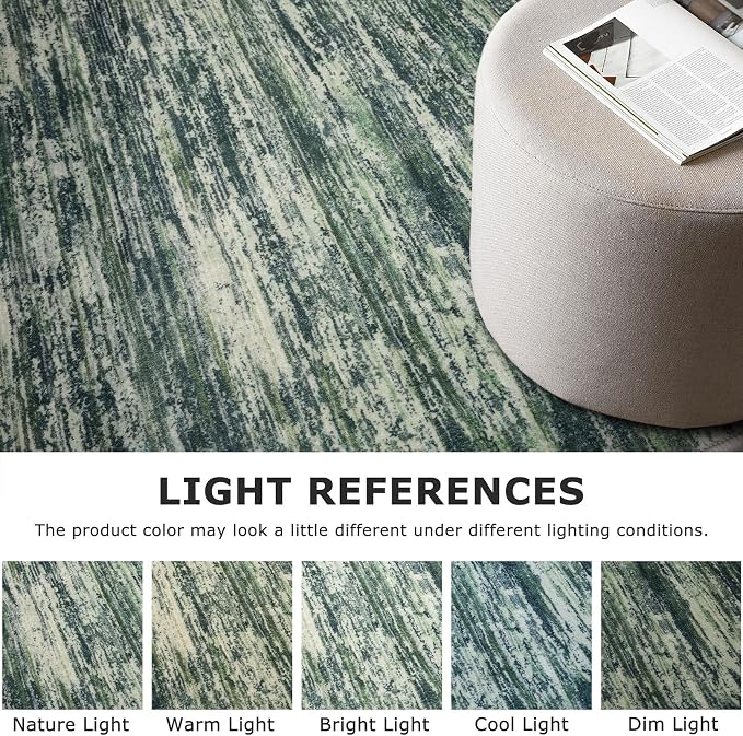 2x5 Modern Abstract Runner Rug for Hallways, Dark Green Super Soft Hallway - Image 4