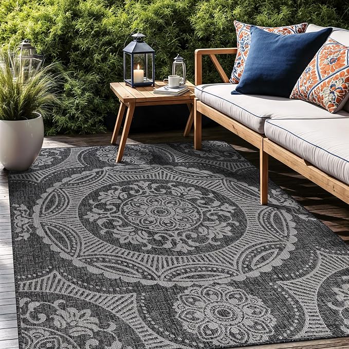 Medallion Outdoor Rug 6x9 Washable Outside Carpet - Image 7