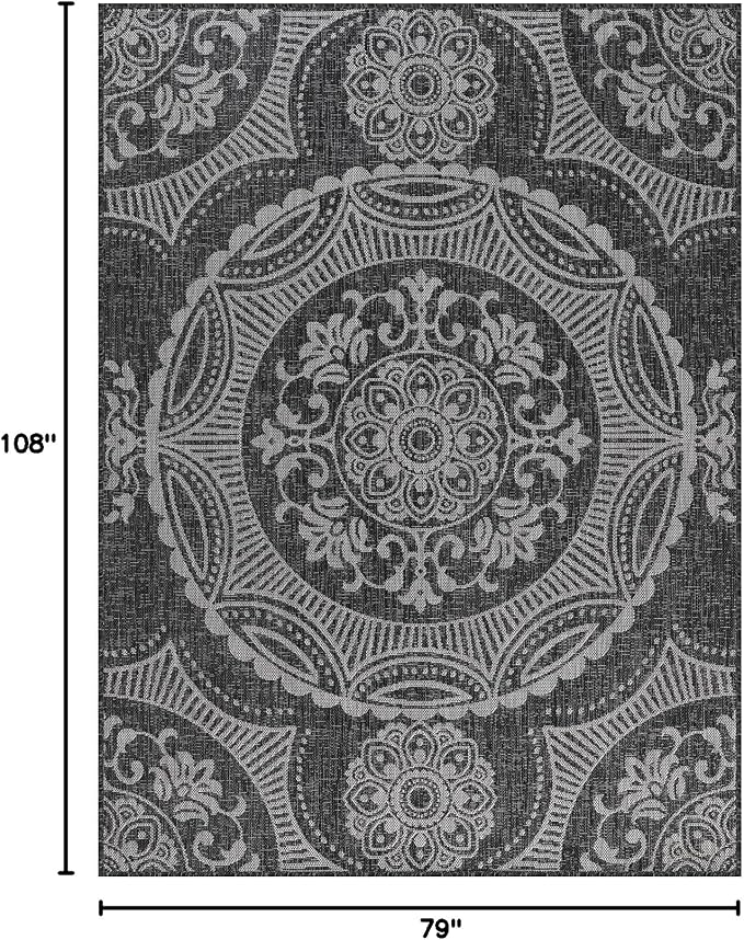 Medallion Outdoor Rug 6x9 Washable Outside Carpet - Image 2