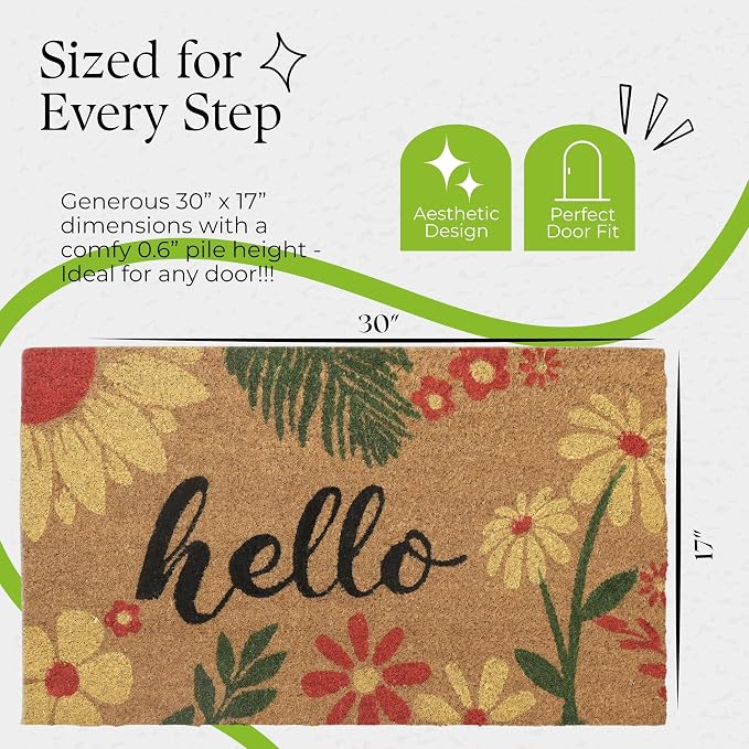 Coir Door Mats 17" X 30", Non-Slip Sturdy, PVC Backed Heavy Duty, Vibrance of - Image 5