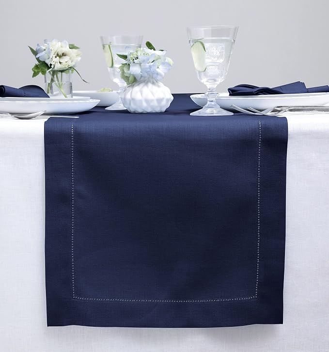 Solino Home Linen Navy Blue Table Runner 132 Inches Long by SolinoHome