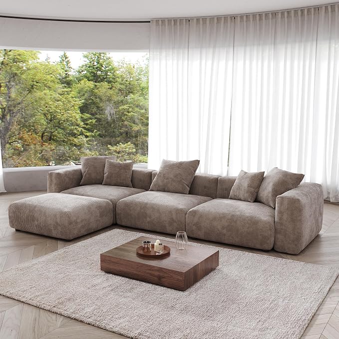 JACH Modern Sectional Couch Sofa, Corduroy Modular Sectional Couch - Image 4
