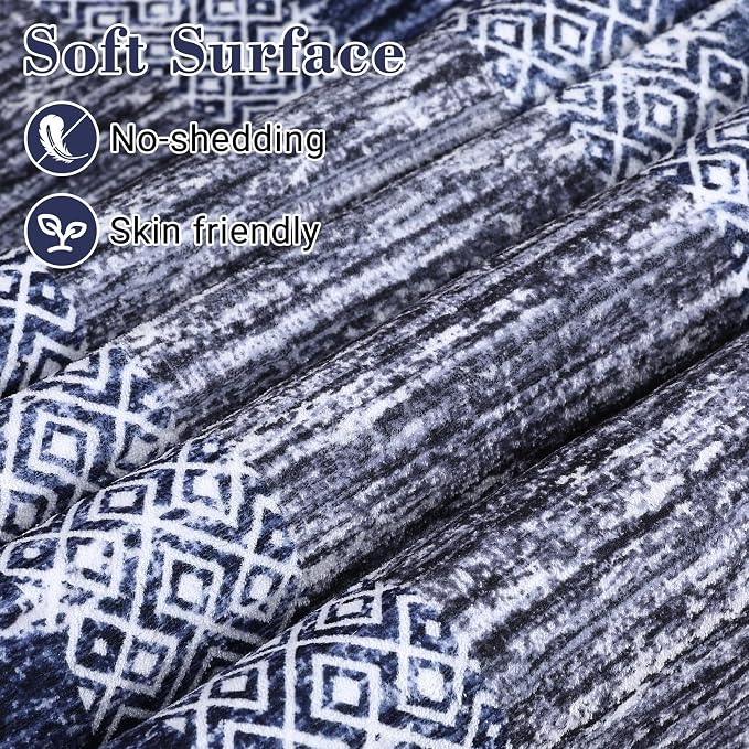 GarveeHome Modern Geometric Area Rug 5x7 Distressed Bordered Rug Washable Non - Image 4